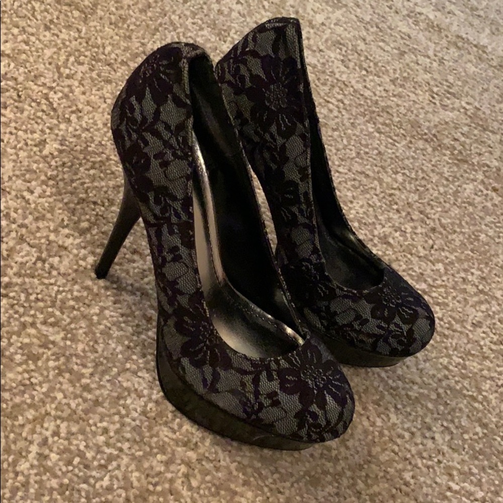 Black lace heels